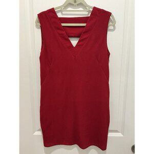 Fab’rik Tunic Dress Size Small Red Textured Pockets Sleeveless
